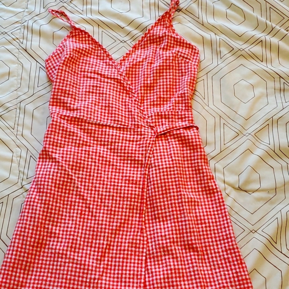 Aerie gingham wrap dress